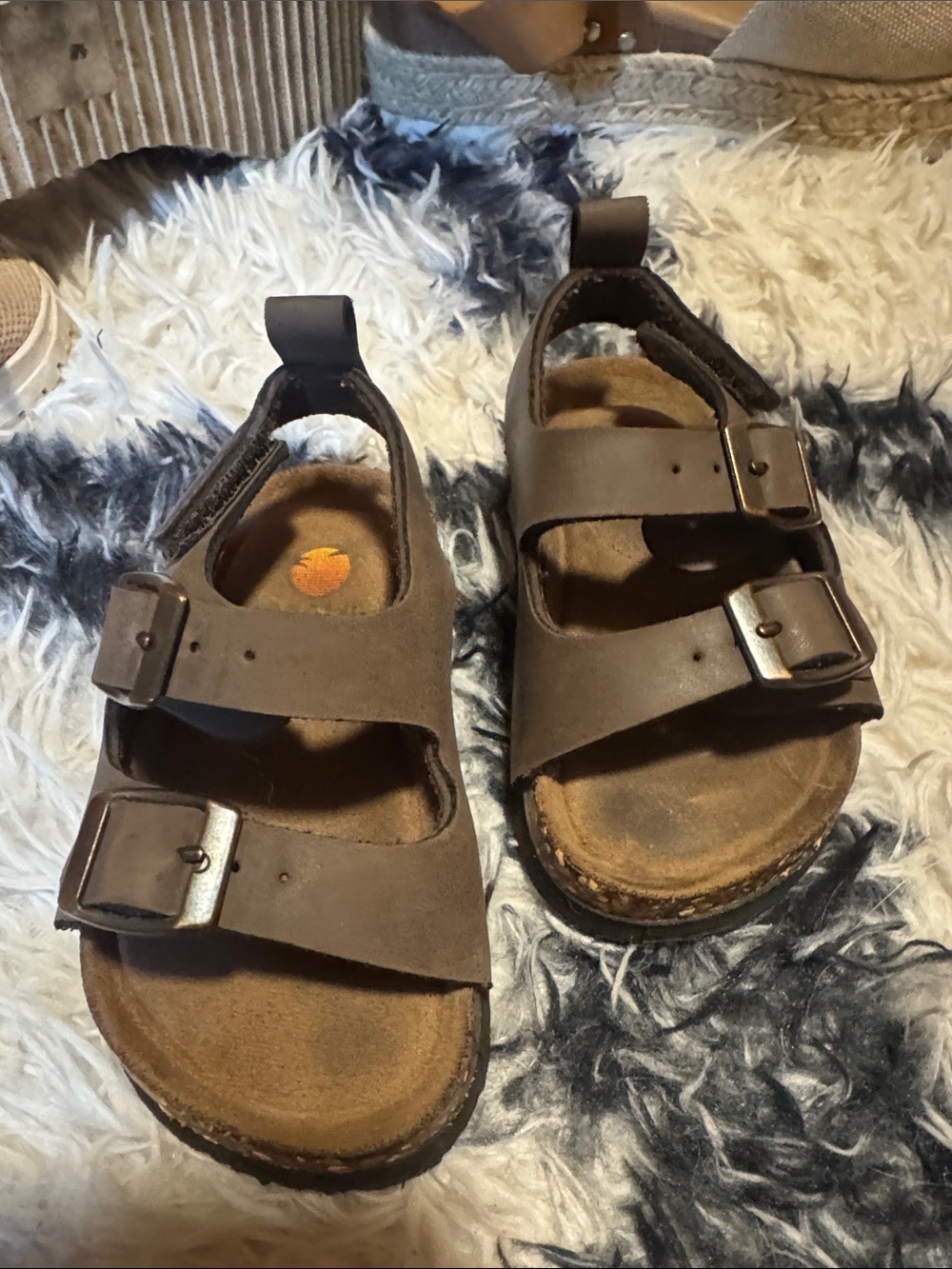 Kids Brown Adjustable Double-Buckle Sandals